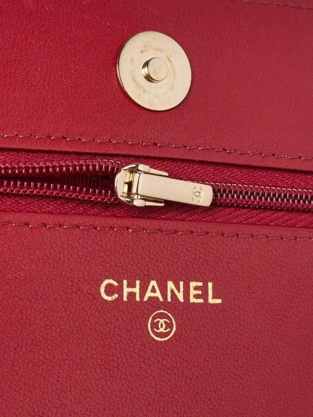 Chanel Dark Red Quilted Lambskin Leather CC WOC Clutch Bag